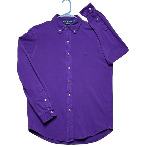 Ralph Lauren Mens Purple Featherweight Mesh Button-Down Shirt M - Picture 1 of 6